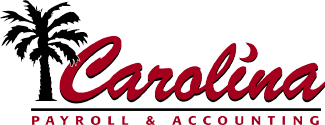 Logo of Carolina Payroll & Accounting with a palm tree graphic to the left of the word "Carolina" in red cursive text, and "Payroll & Accounting" below in uppercase letters.